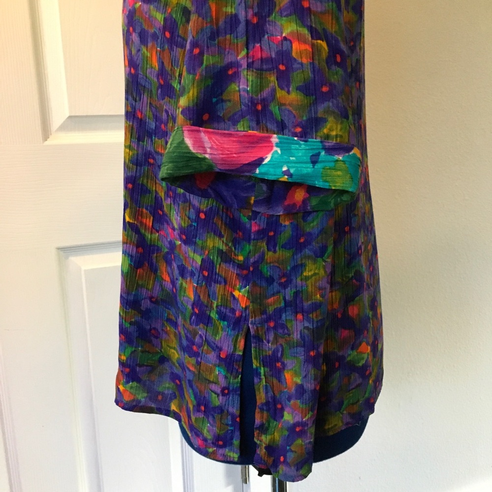 Vintage Carole Little Multicolor Floral Print Short Sleeve Top - Picture 8 of 12